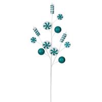 Vickerman 31" Teal / White Candy Cane Spray (4 Pack)
