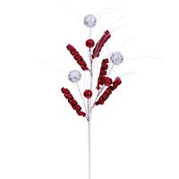 Vickerman 23" Red / White Curly Spray (4 Pack)