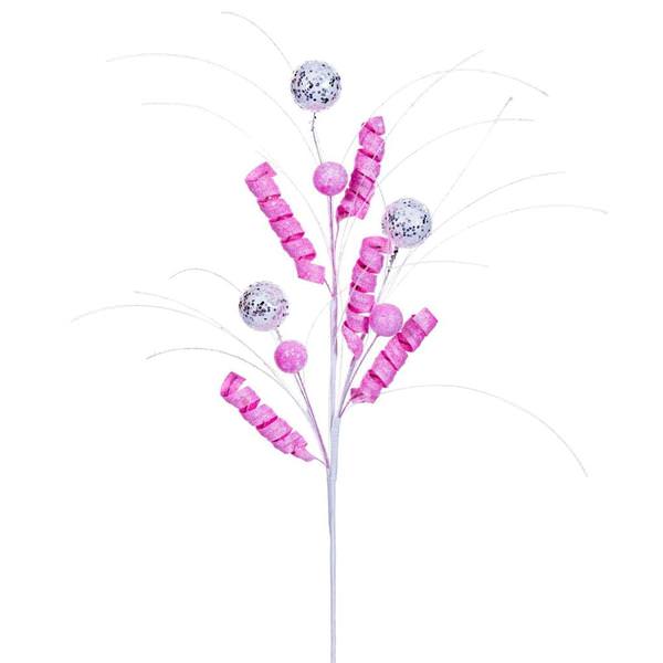 23" Pink / White Curly Spray (4 Pack)