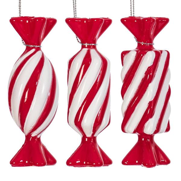 4" Red Swirl Candy Assortment Ornament (6 Pack)