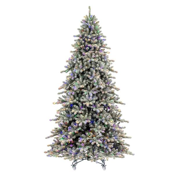 7.5' x 59" Artificial Flocked Bavarian Pine 750 Multi-Colored Mini LED Lights