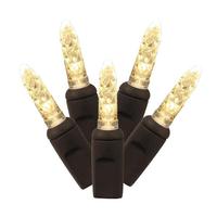 Vickerman 70 Light 24' Brown Wire Warm White M5 Faceted LED String Light Set with 4" Spacing