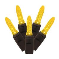 Vickerman 70 Light 24' Brown Wire Yellow M5 Faceted LED String Light Set with 4" Spacing