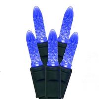 Vickerman 50 Light 17' Green Wire Blue M5 Faceted LED String Light Set with 4" Spacing