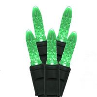 Vickerman 50 Light 17' Green Wire Green M5 Faceted LED String Light Set with 4" Spacing