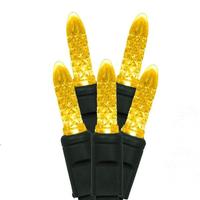 Vickerman 50 Light 17' Green Wire Yellow M5 Faceted LED String Light Set with 4" Spacing