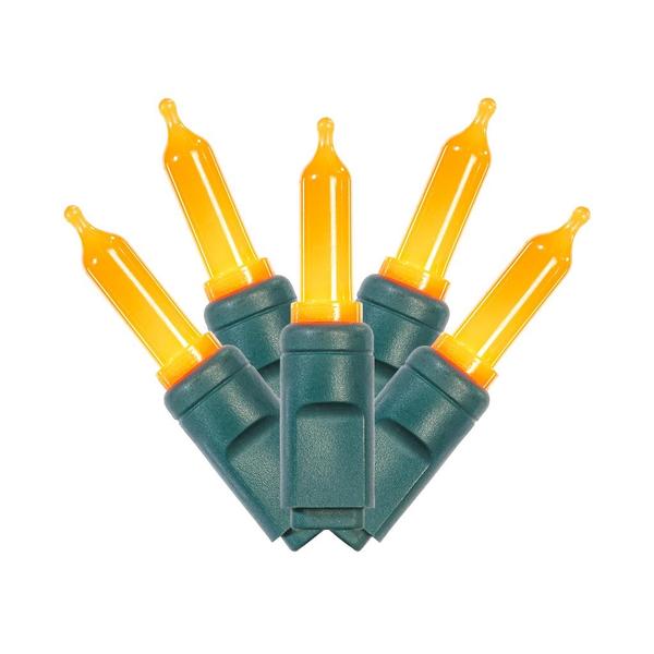 25' 50 Light Orange Frosted LED Christmas Light Set