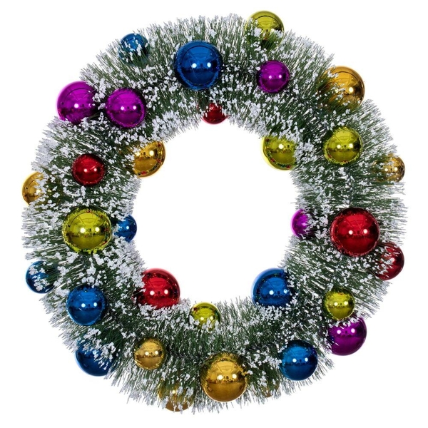 18" Frosted Green Unlit Multi Ball Ornaments Unlit Artificial Christmas Wreath