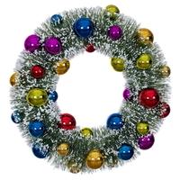 Vickerman 18" Frosted Green Unlit Multi Ball Ornaments Unlit Artificial Christmas Wreath
