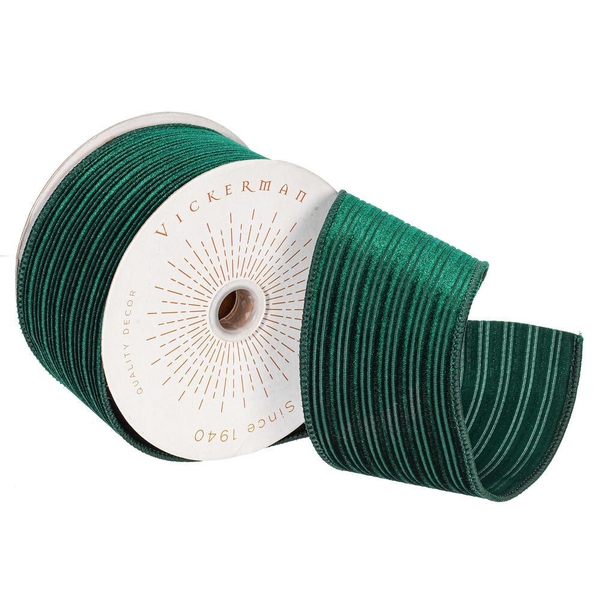 2.5" x 10Yd Emerald Velvet Lined Satin Back Christmas Ribbon