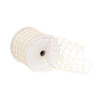 Vickerman 3.75" x 10Yd Ivory Thin Grid Wired Ribbon