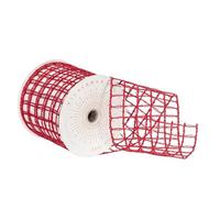 Vickerman 3.75" x 10Yd Red Thin Grid Wired Ribbon