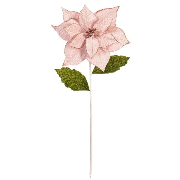 20" Pink Classic Velvet Poinsettia Artificial Flower Stem (4 Pack)