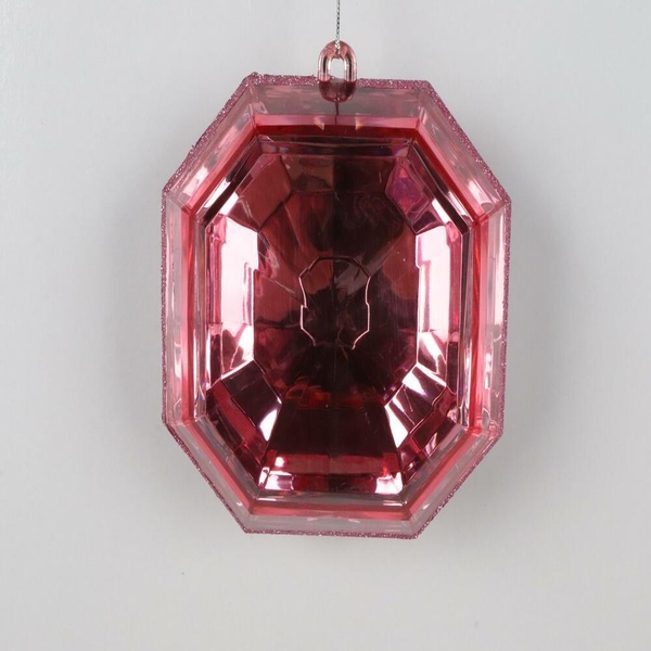 6" Baby Pink Square Jewel Glitter Ornament Assortment (2 Pack)