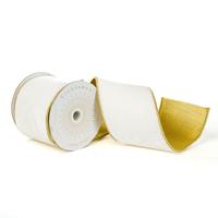 Vickerman 4" x 10Yd Ivory Velvet Gold Trim Ribbon