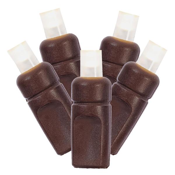 50 Light 25' Brown Wire Warm White Frosted Wide Angle LED Lights