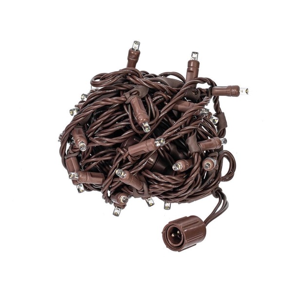 50 Light 25' Brown Wire Pure White Stretchable Wide Angle LED Lights