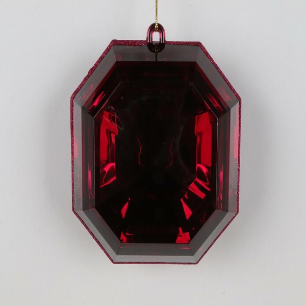 6" Burgundy Square Jewel Glitter Ornament Assortment (2 Pack)