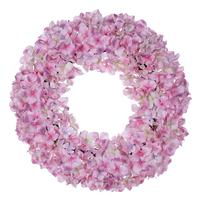 Vickerman 20" Real Touch Artificial Pink Hydrangea Wreath