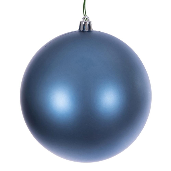 6" Denim Blue Matte Ball Christmas Tree Ornament (4 pack)