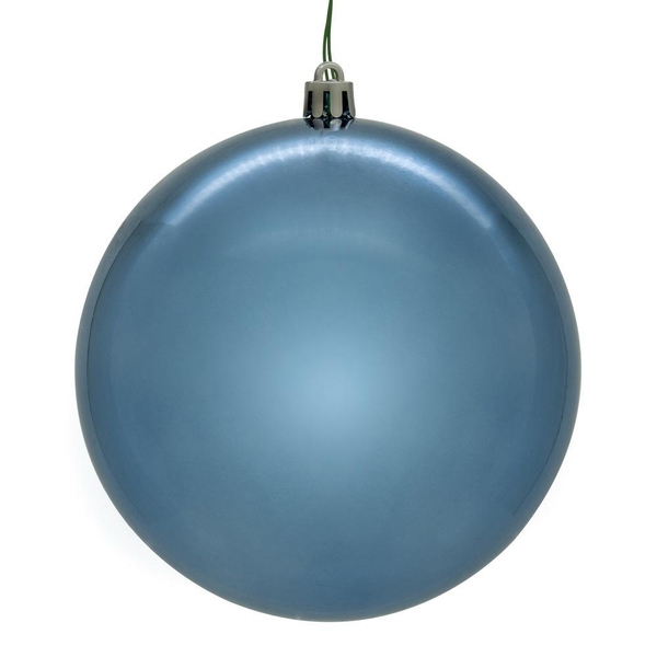 6" Denim Blue Shiny Ball Christmas Tree Ornament (4 pack)