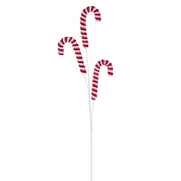 30" Red / White Red Peppermint Twist Candy Cane Spray (2 Pack)