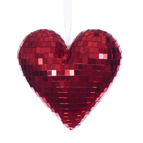 4.75" Red Shiny Mirror Heart Christmas Ornament (2 Pack)