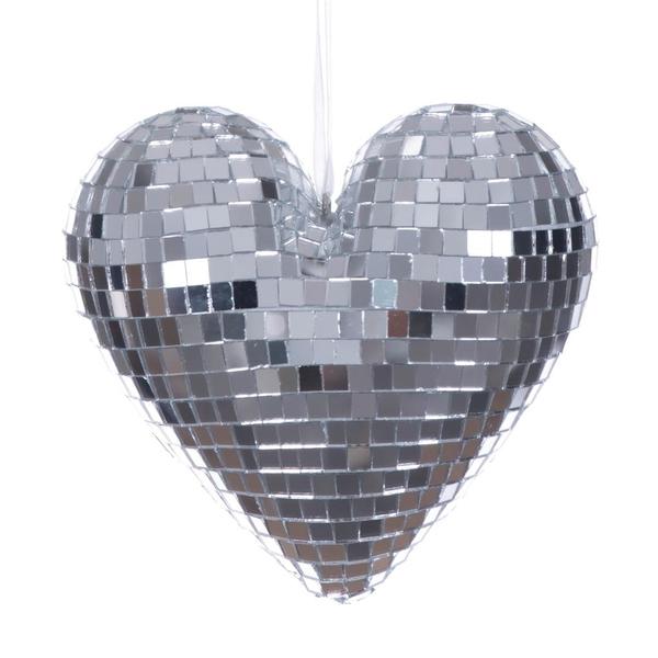 4.75" Silver Shiny Mirror Heart Christmas Ornament