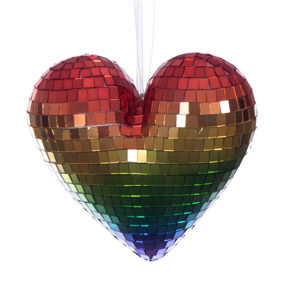 4.75" Multicolor Shiny Mirror Heart Christmas Ornament (2 Pack)