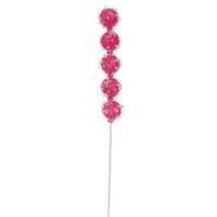 Vickerman 15" Red Icy Sugar Ball Ornament Pick (6 pack)