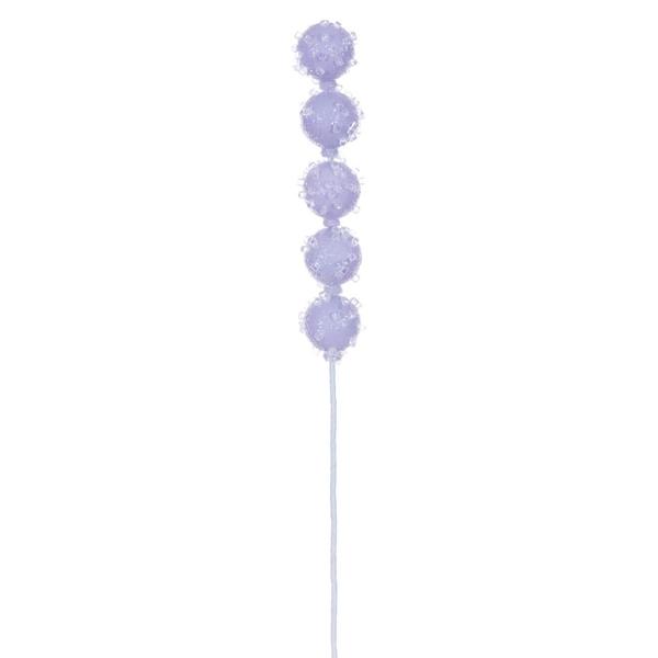 15" Lavender Icy Sugar Ball Ornament Pick (6 pack)
