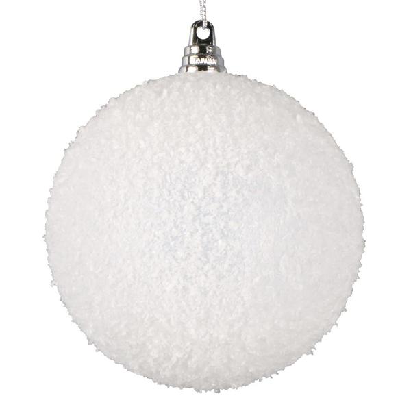 4.75" White Matte Snow Ball Ornament (4 pack)