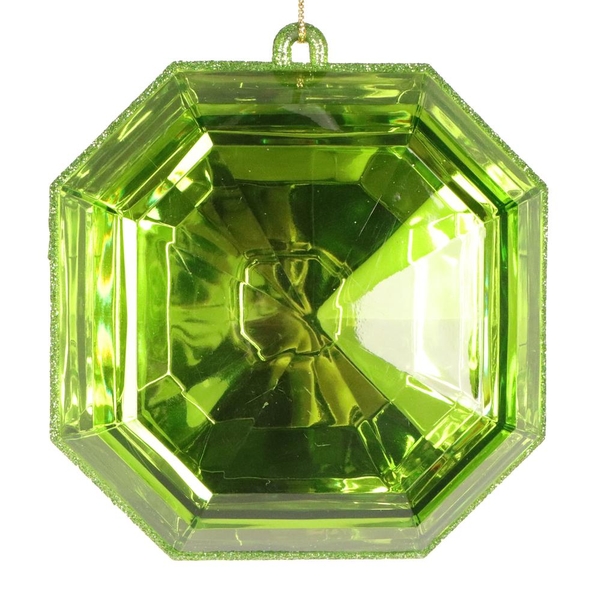 6" Lime Square Jewel Glitter Ornament Assortment (2 Pack)