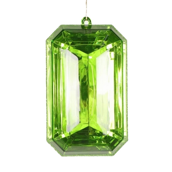 8" Lime Rectangle Jewel Glitter Ornament Assortment (2 Pack)