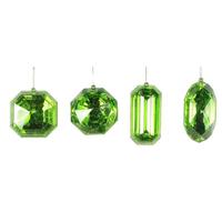 Vickerman 4"-5" Lime Jewel Glitter Ornament Assortment (4 Pack)