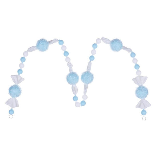 6' Baby Blue Icy Sugar Candy Gum Drop Ornament Garland