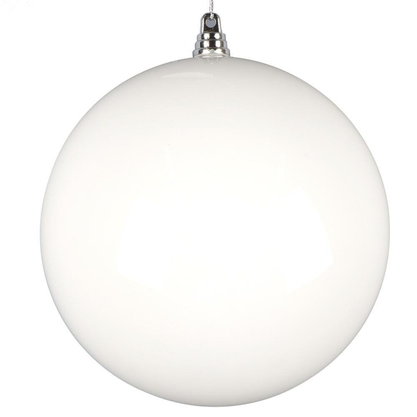 6" White Enamel High Gloss Ball Ornament (4 pack)