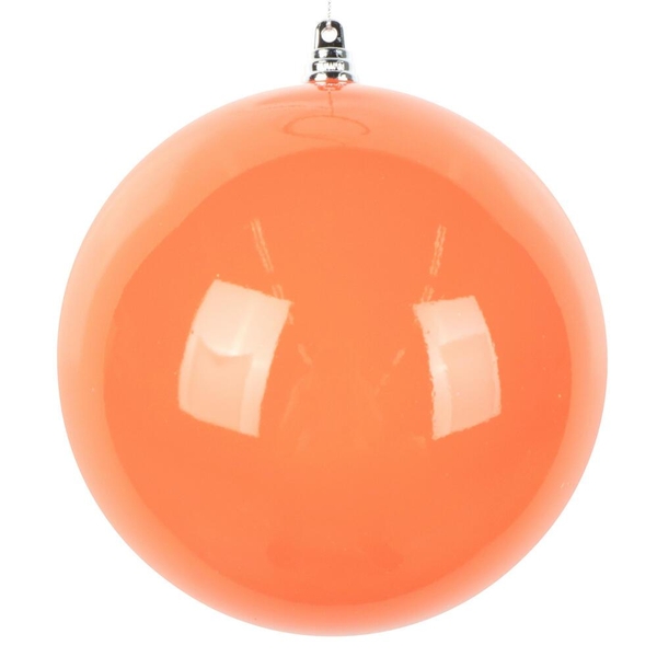 6" Orange Enamel High Gloss Ball Ornament (4 pack)