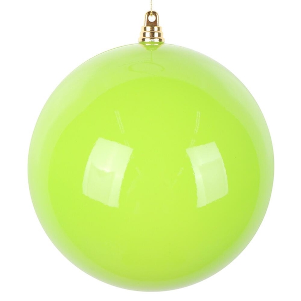6" Lime Enamel High Gloss Ball Ornament (4 pack)