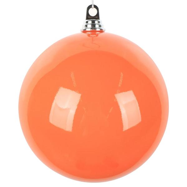8" Orange High-Gloss Ball Ornament (2 pack)