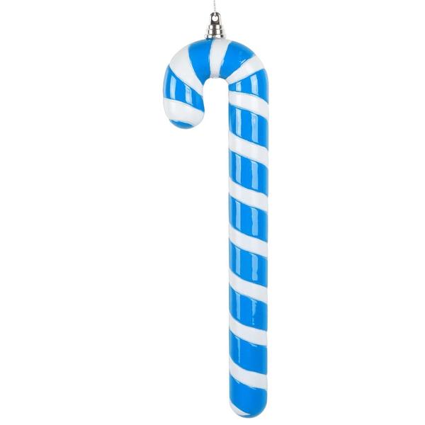 12" Blue High-Gloss Candy Cane Ornament (2 Pack)