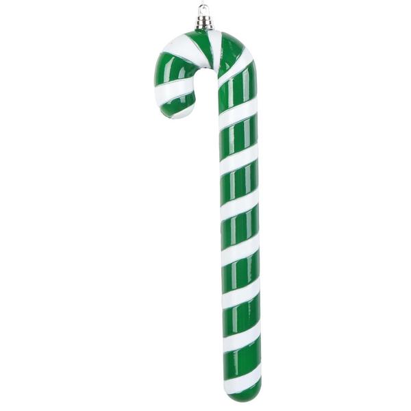 12" Green High-Gloss Candy Cane Ornament (2 Pack)