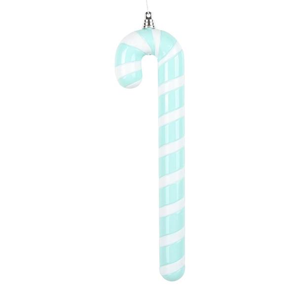 12" Aqua High-Gloss Candy Cane Ornament (2 Pack)