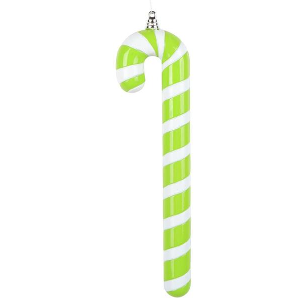 12" Lime High-Gloss Candy Cane Ornament (2 Pack)