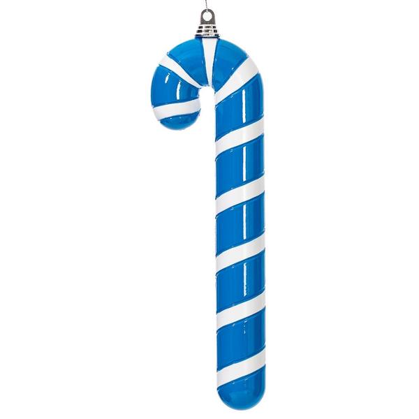 18" Blue High-Gloss Candy Cane Ornament