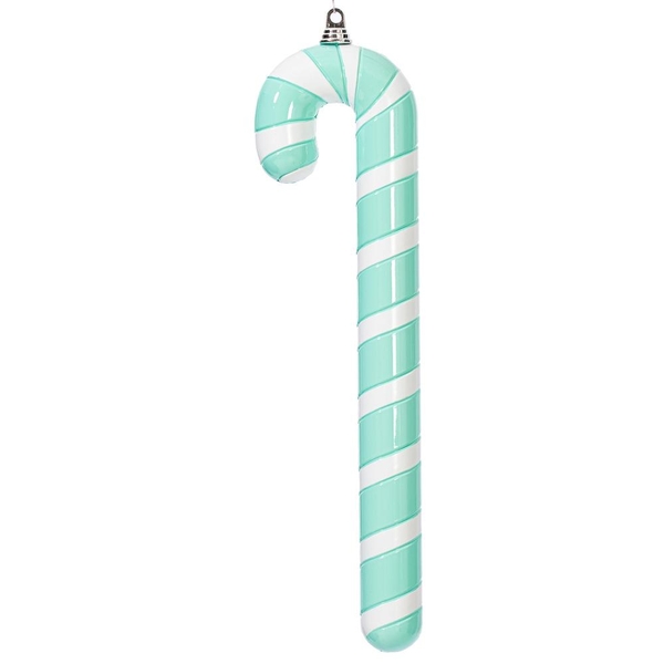 24" Aqua / White High Gloss Candy Cane Ornament