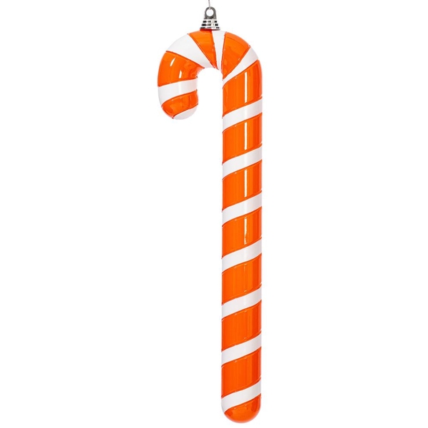 24" Orange / White High Gloss Candy Cane Ornament