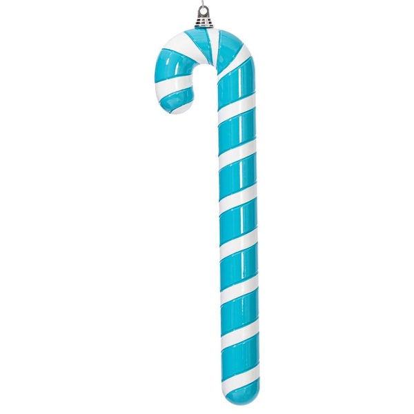 24" Light Blue / White High Gloss Candy Cane Ornament