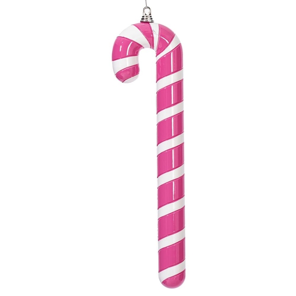 24" Hot Pink / White High Gloss Candy Cane Ornament
