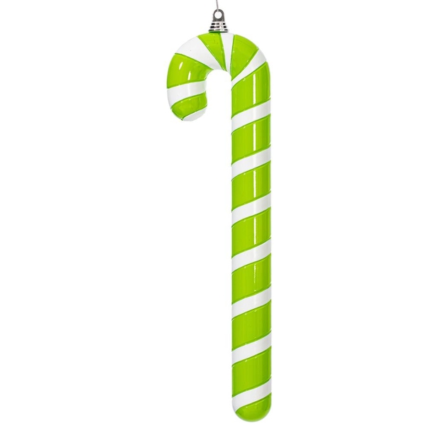 24" Lime  / White High Gloss Candy Cane Ornament